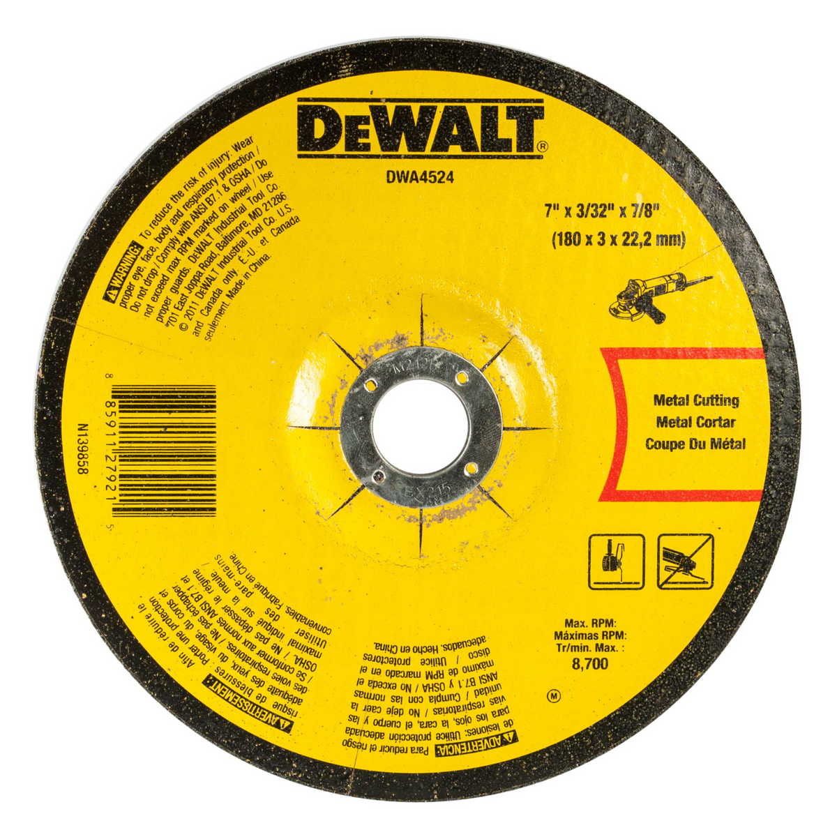Dewalt DWA4524 Cut Off Wheel 7" for Metal vertexpowertools
