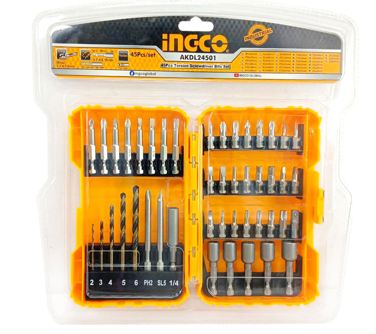 SET 45PCS MECHAS PUNTAS ADAPTADOR INGCO AKDL24502