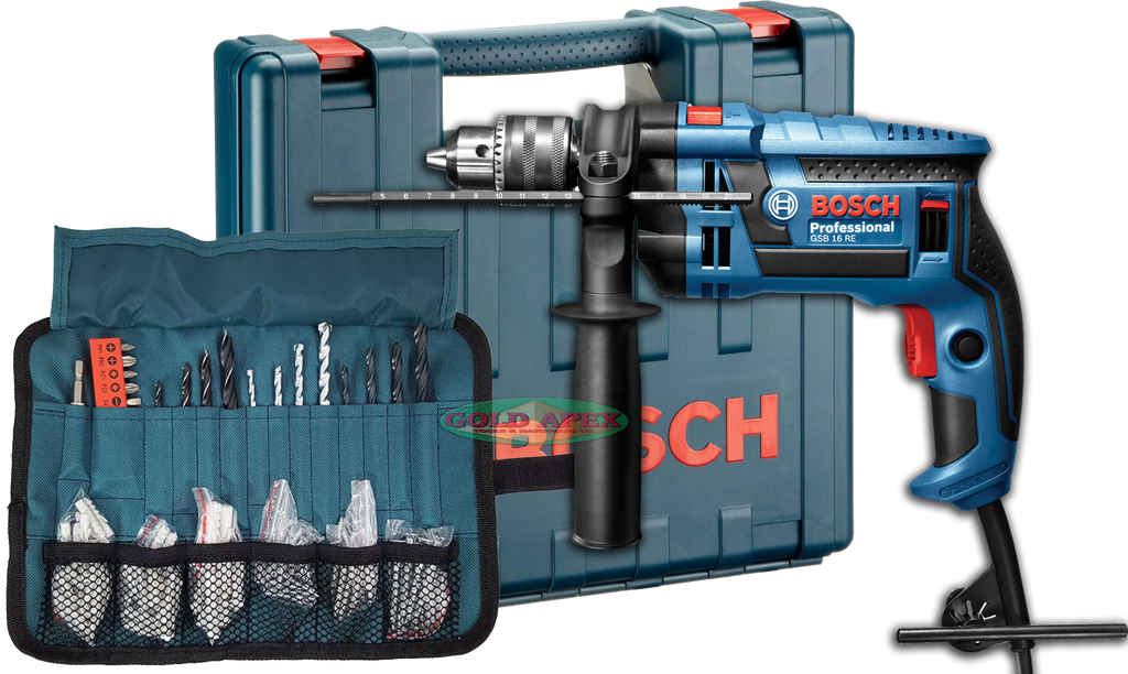 Bosch GSB 16 RE Impact Drill w/ Case and Accessories - goldapextools