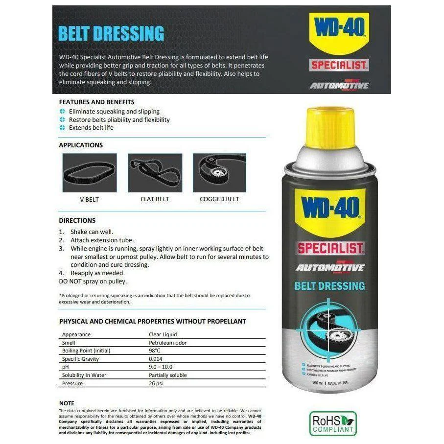 WD-40 Specialist Auto Belt Dressing 360ml (WD-AMC-BD360) – vertexpowertools
