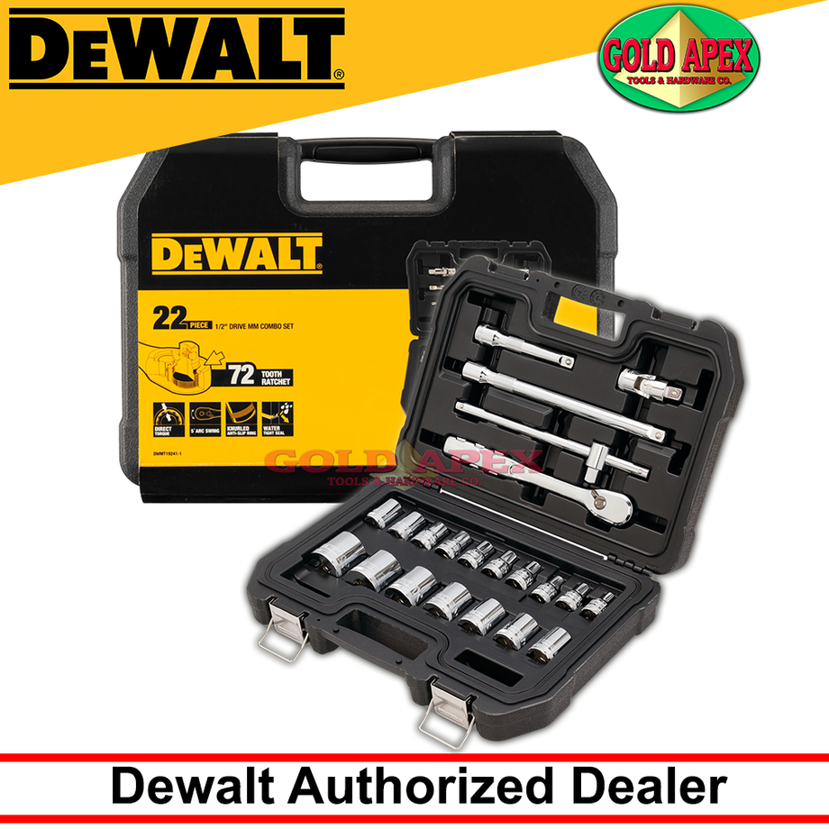 Dewalt DWMT19241-1 22pcs Metric Socket Wrench Set 1/2