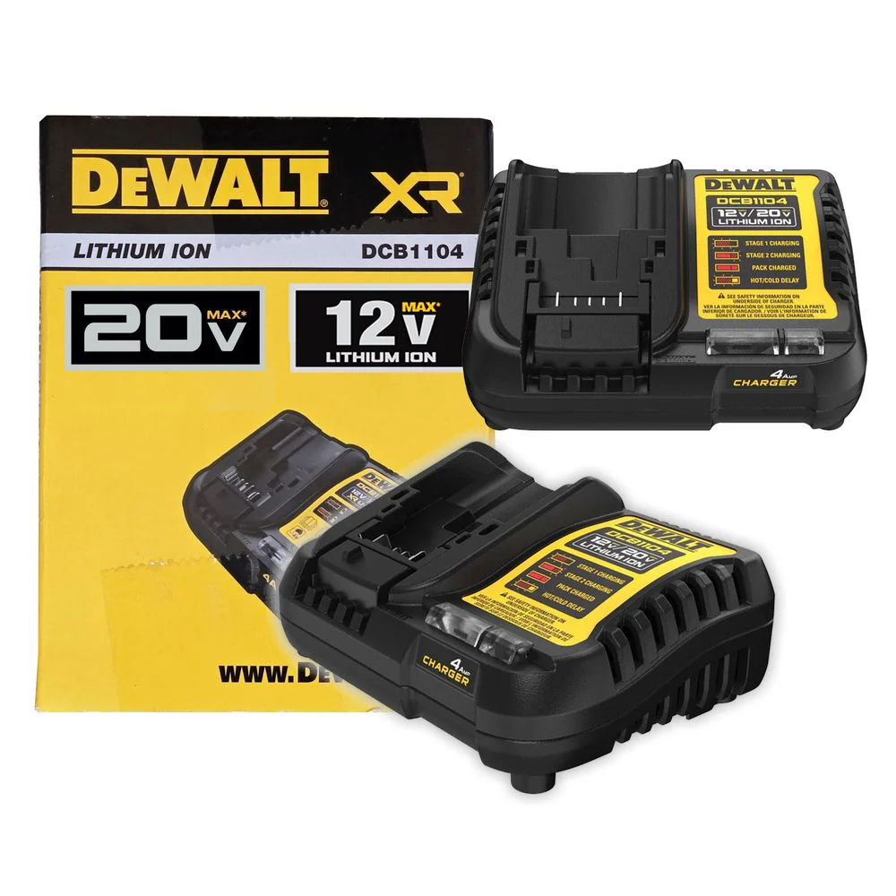DeWalt DCB104 18v Li-Ion XR 4 Port Fast Battery Charger + 4 X 4.0Ah Batteries