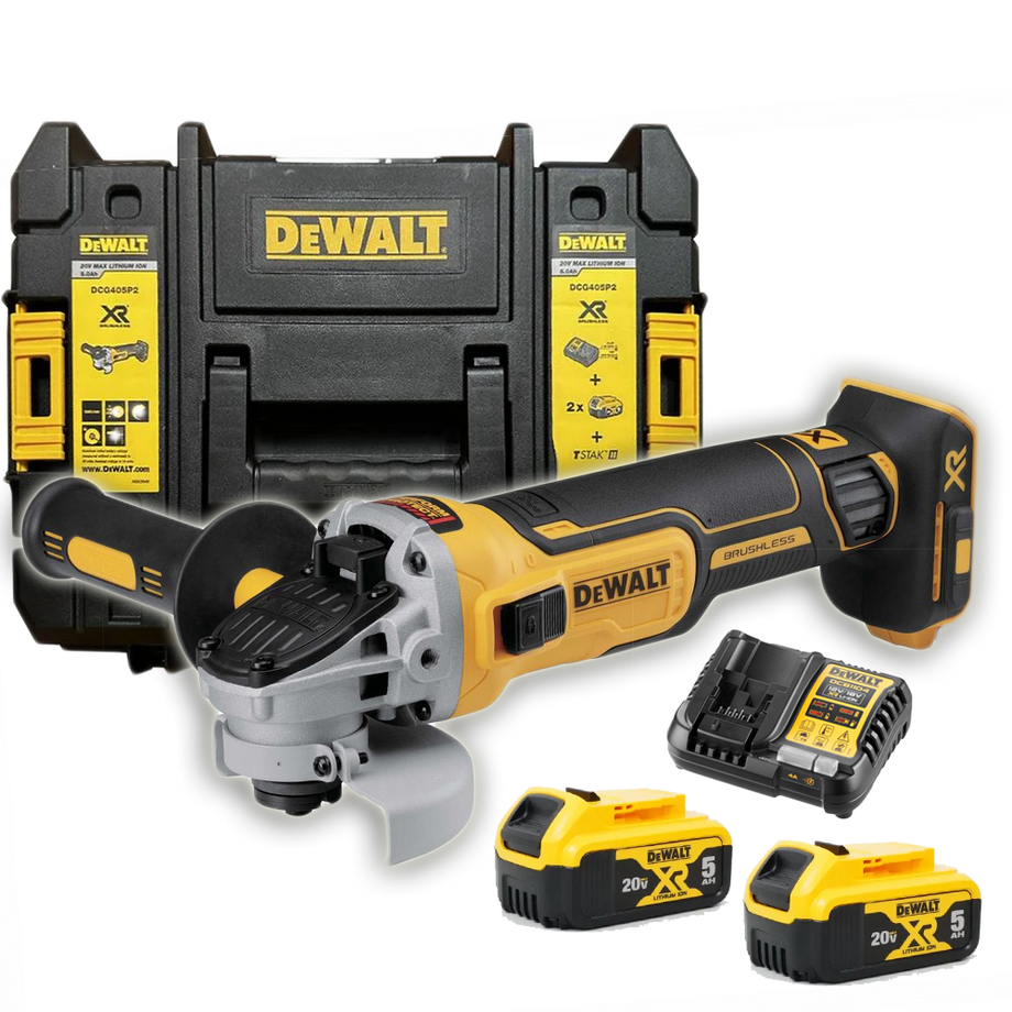 Dewalt DCG405P2 20V Cordless Brushless Angle Grinder Set vertexpowertools