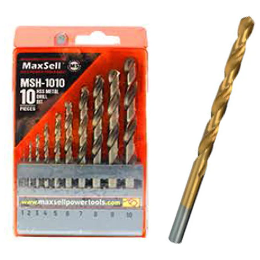 Maxsell MSH-1010 10 Pcs HSS Titanium Drill Bit Set – vertexpowertools