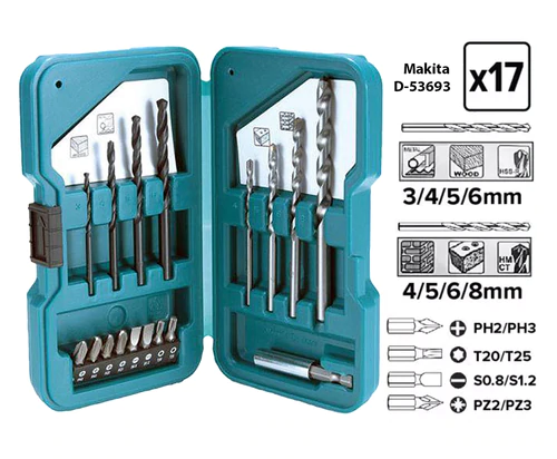Makita D-53693 17 Pcs Multi Bit Drill Bit Combination Set