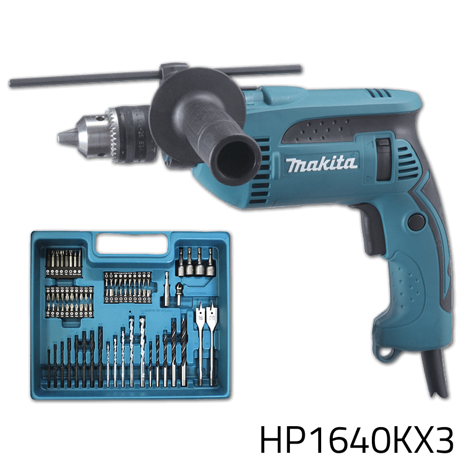 Makita HP1640KX3 Hammer Drill with Case 74pcs Accessories vertexpowertools