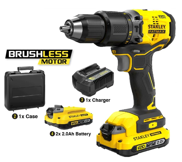 Stanley SBD715D2K 20V FATMAX Cordless Brushless Hammer Drill (Set ...