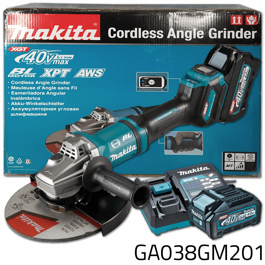 Makita GA038GM201 40V Cordless Brushless Angle Grinder 9 (XGT Series) [Set]