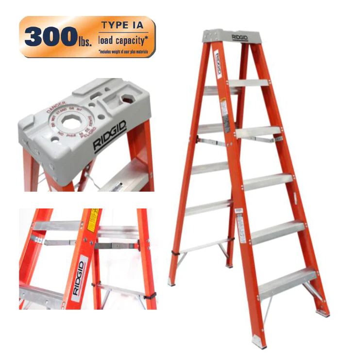 Ridgid Fiberglass Industrial Ladder – vertexpowertools